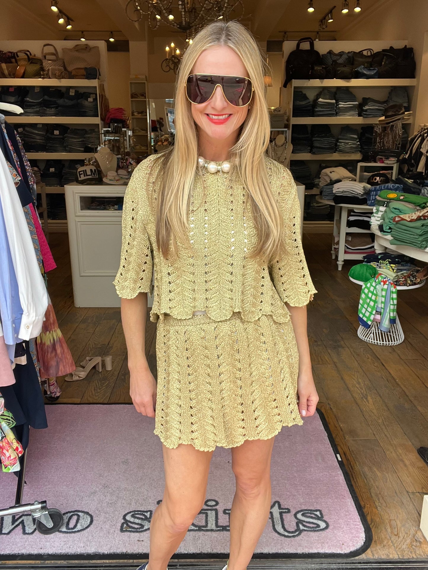 Lalo Metallic Knit Skirt