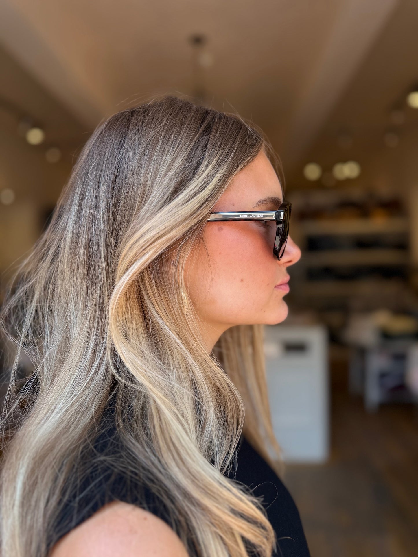 YSL Tortoise Metal Arm Sunglasses