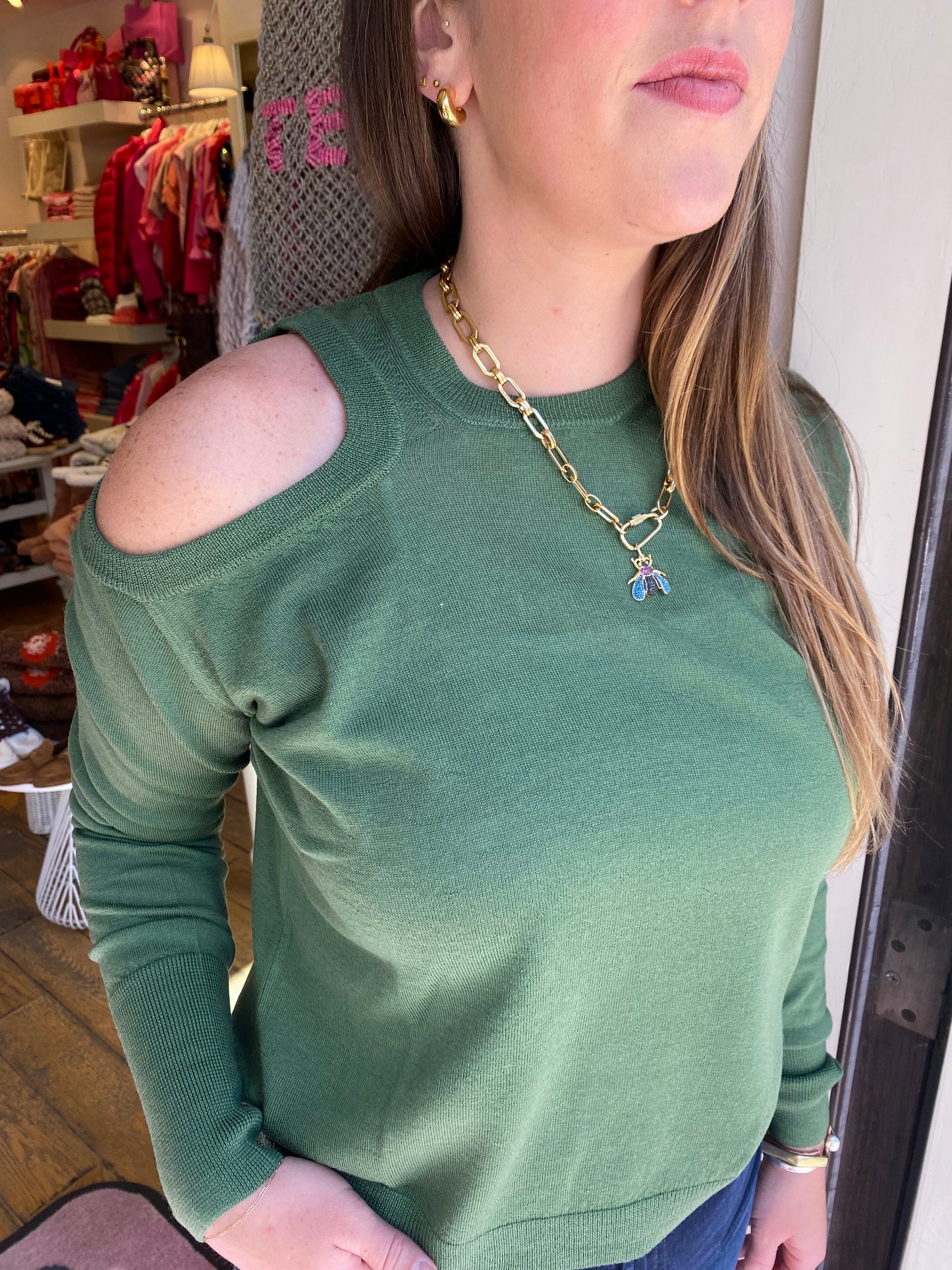 Nude Cold Shoulder Top