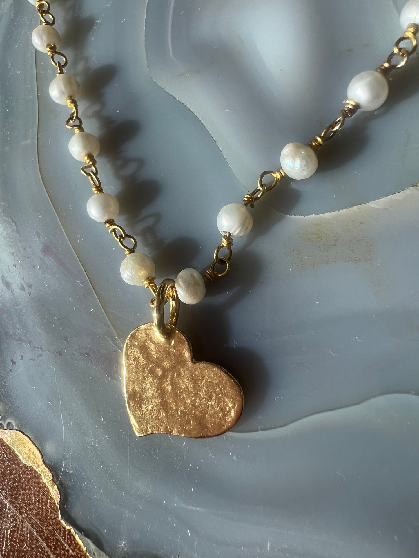 Ruby & Violet Heart Pearl Necklace