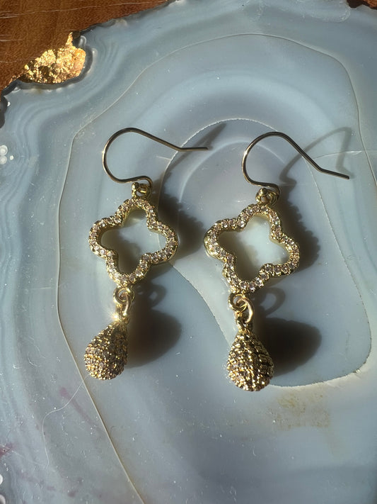 Ruby & Violet Open Pave Clover Earrings