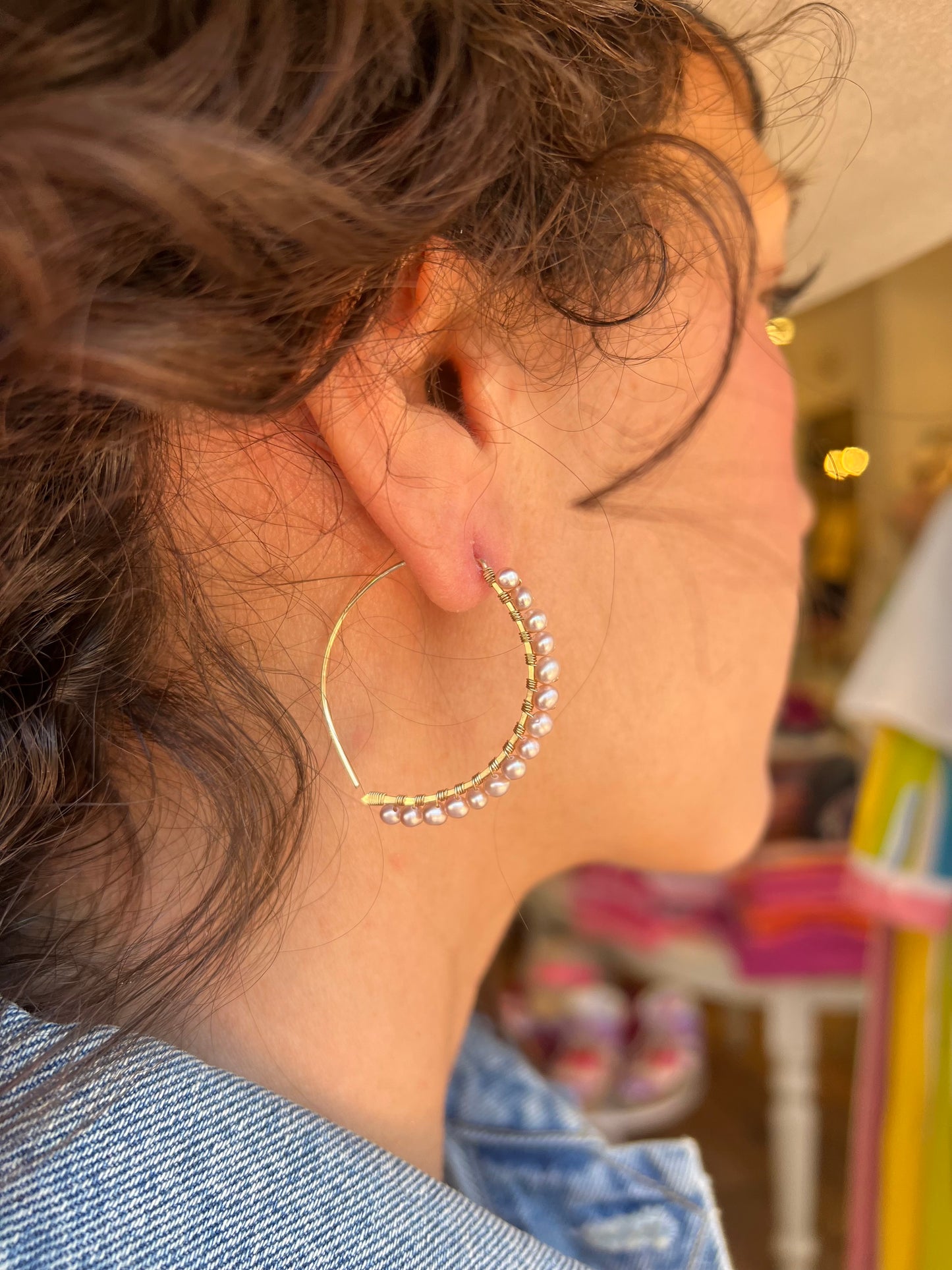 Ruby & Violet Round Pearl Threaders