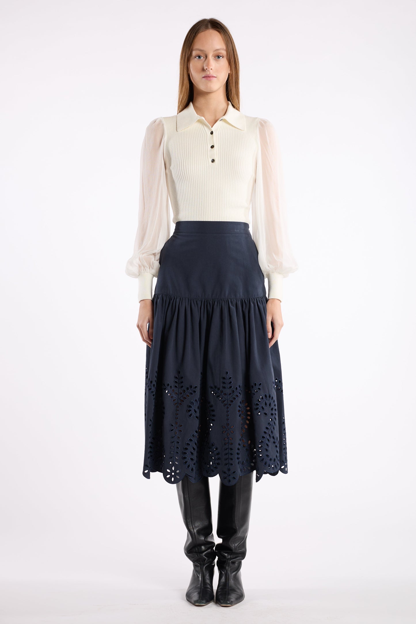 Christy Lynn Lori Skirt in Indigo Embroidery, additional view