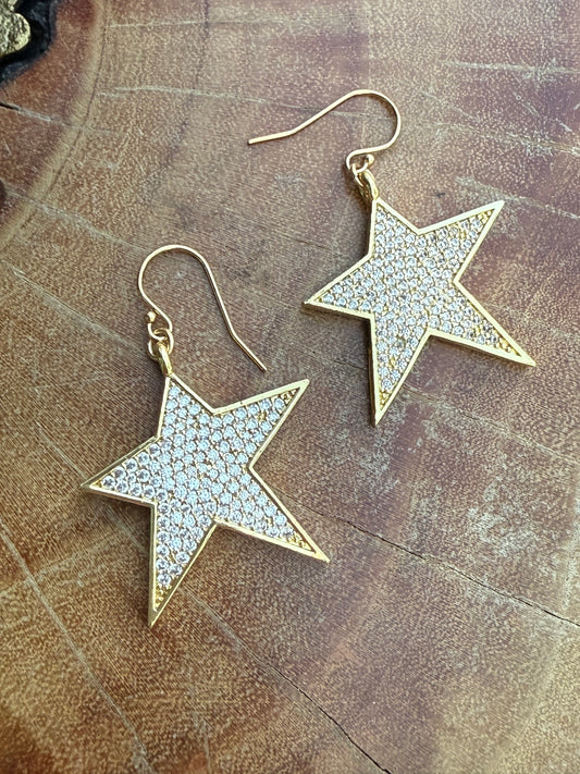 Ruby & Violet Large Pave Star Earrings