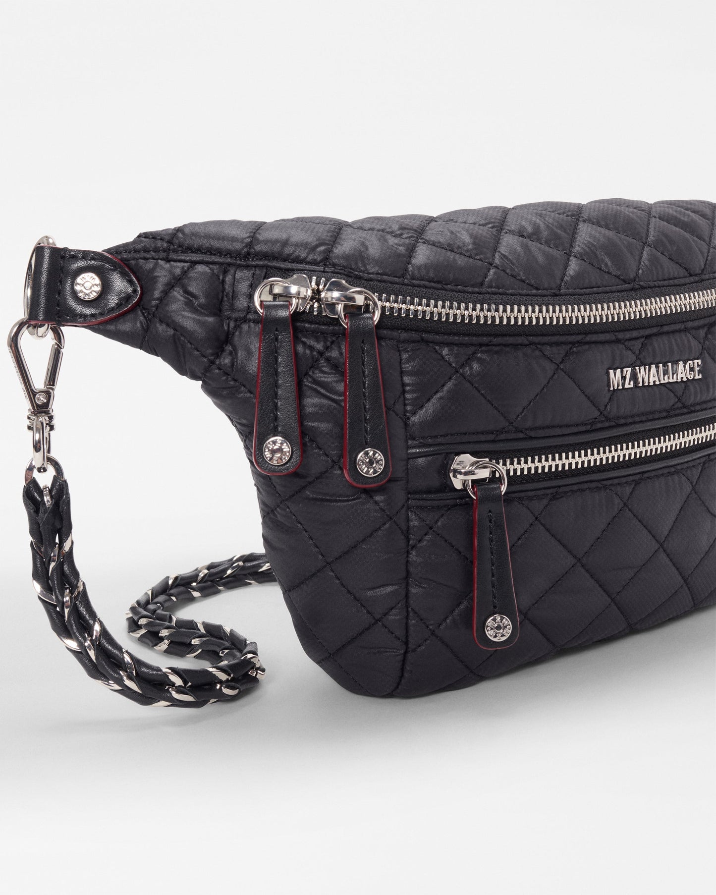 MZ Wallace Small Crosby Crossbody Sling in Black, detail view