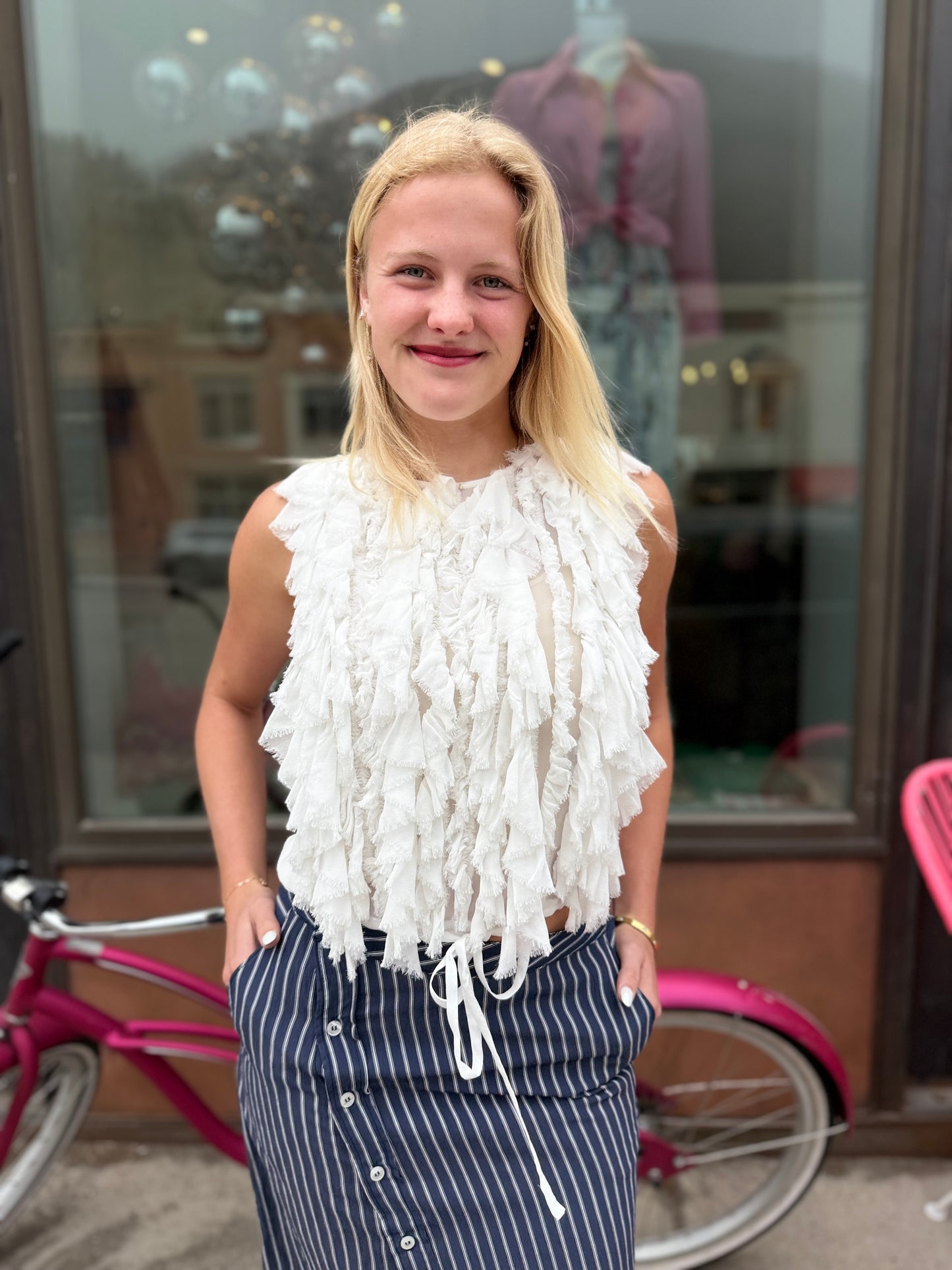Nude Ruffle Top