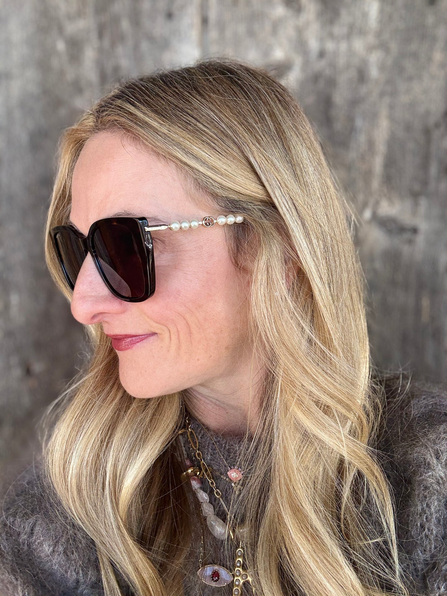 GG Tort Pearl Arm Sunglasses