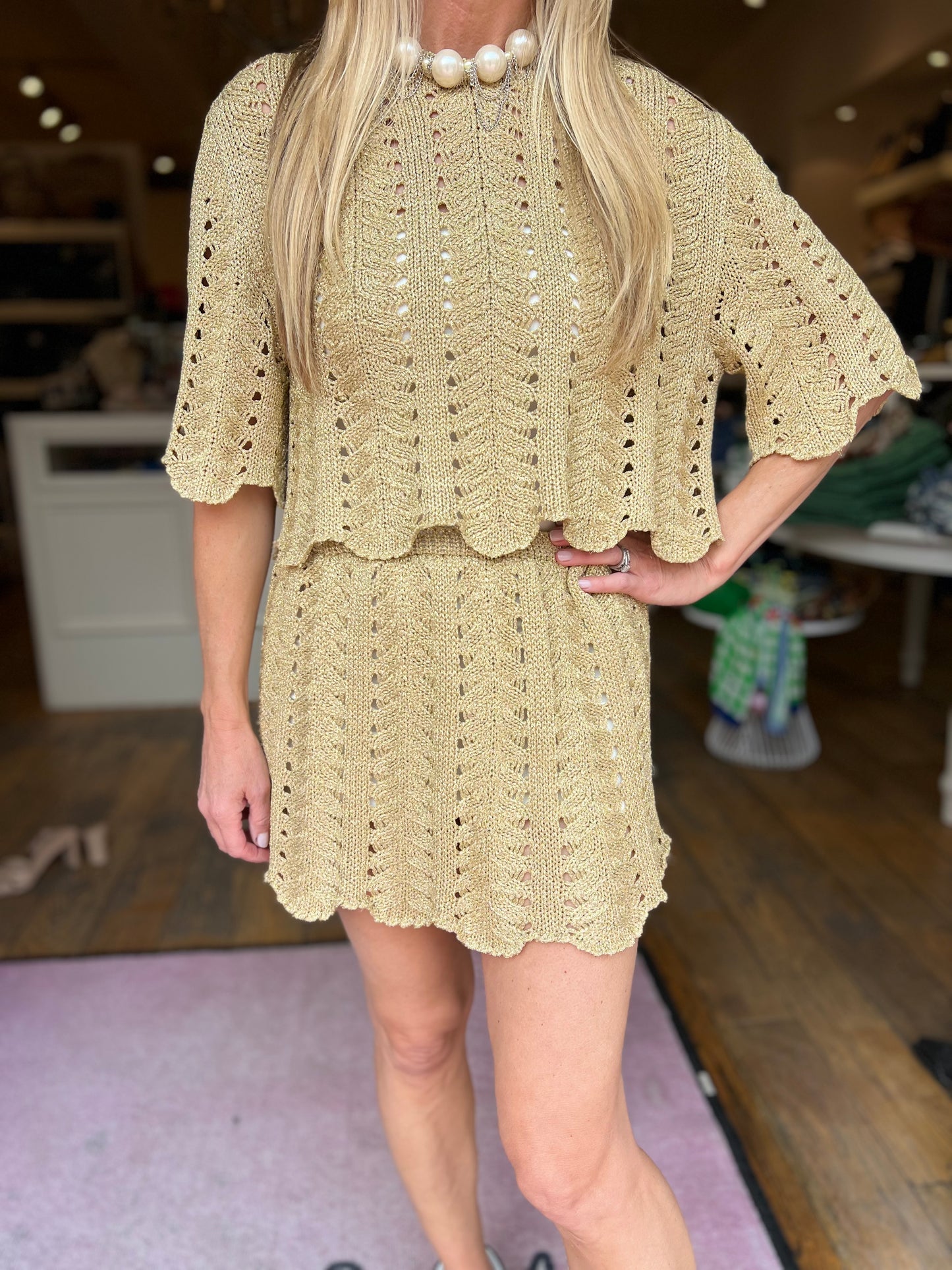 Lalo Metallic Knit Skirt