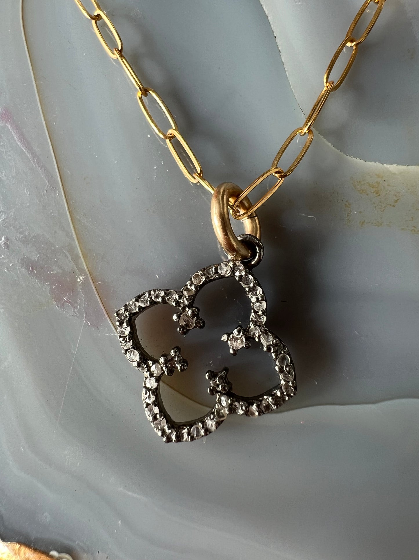 Ruby & Violet Pave Clover Necklace