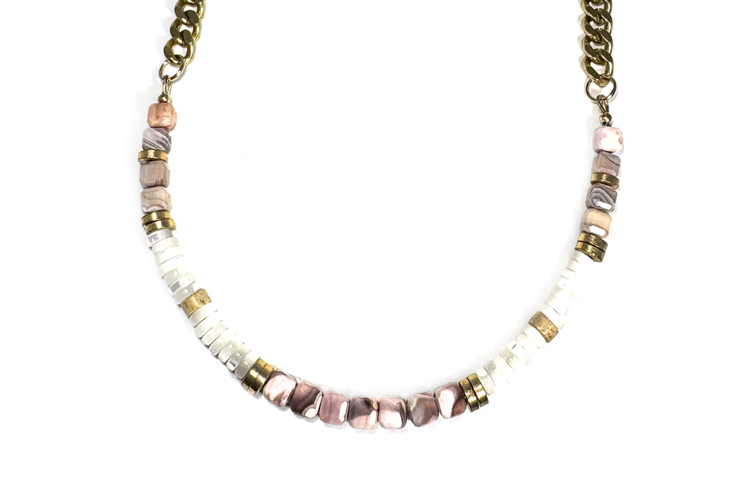 Rachel Nathan Pink Botswana Agate & Mother of Pearl necklace