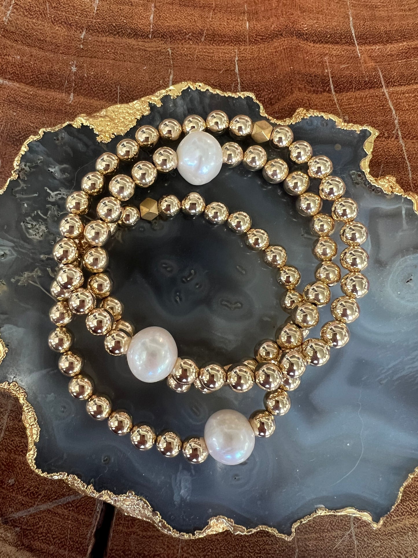 Cristina V 6mm Gold Ball Pearl Bracelets