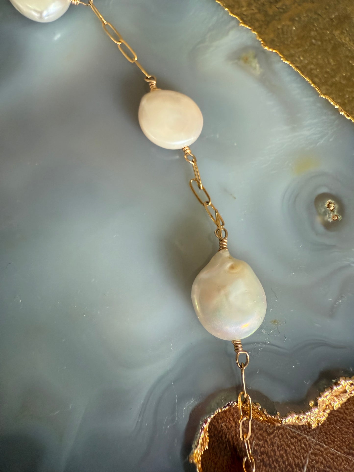 Ruby & Violet Pearl Coin Station Necklace