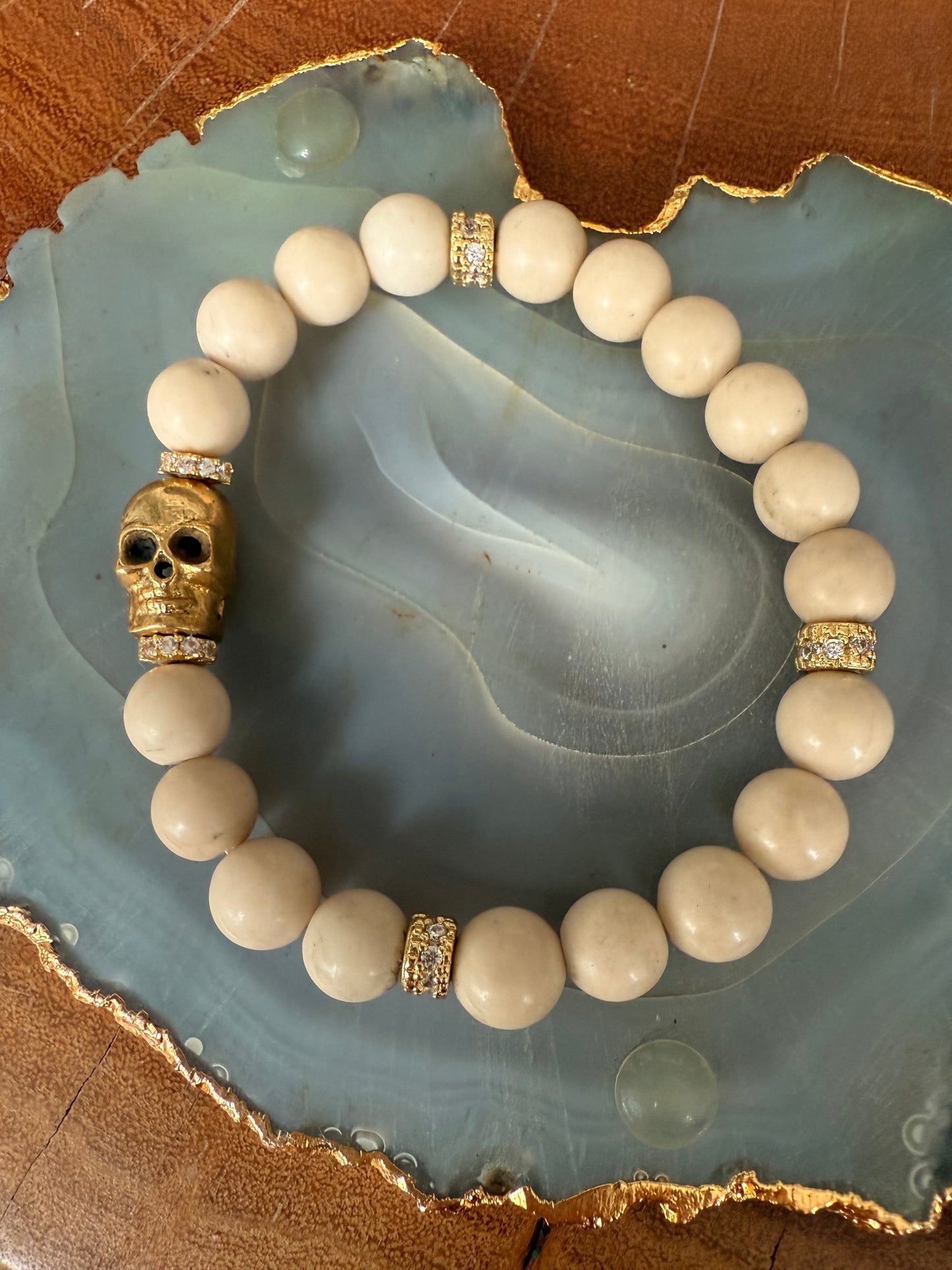 Ruby & Violet Skull Riverstone Bracelet
