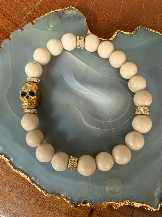 Ruby & Violet Skull Riverstone Bracelet