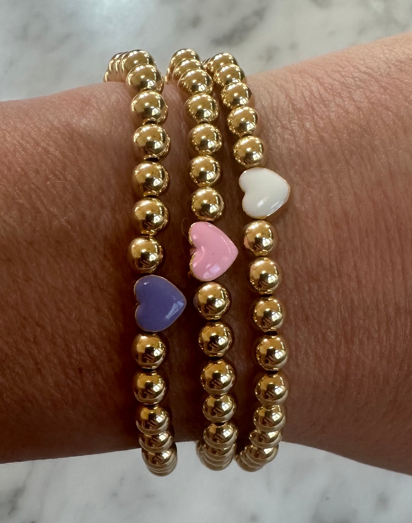 Ruby & Violet Gold Bead Heart Bracelet