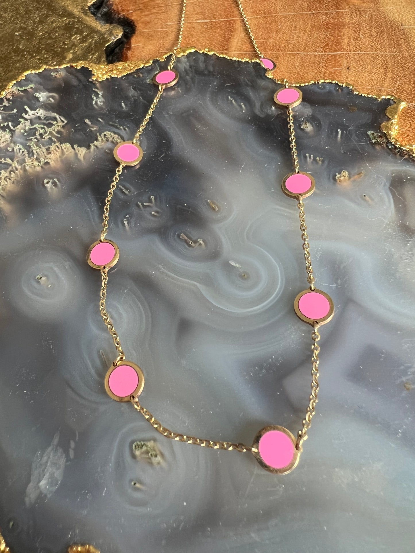 Erin Wachs Circle Enamel Gold Necklace