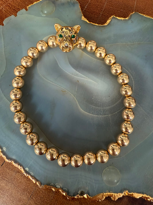 Ruby & Violet Gold Ball Panther Bracelet