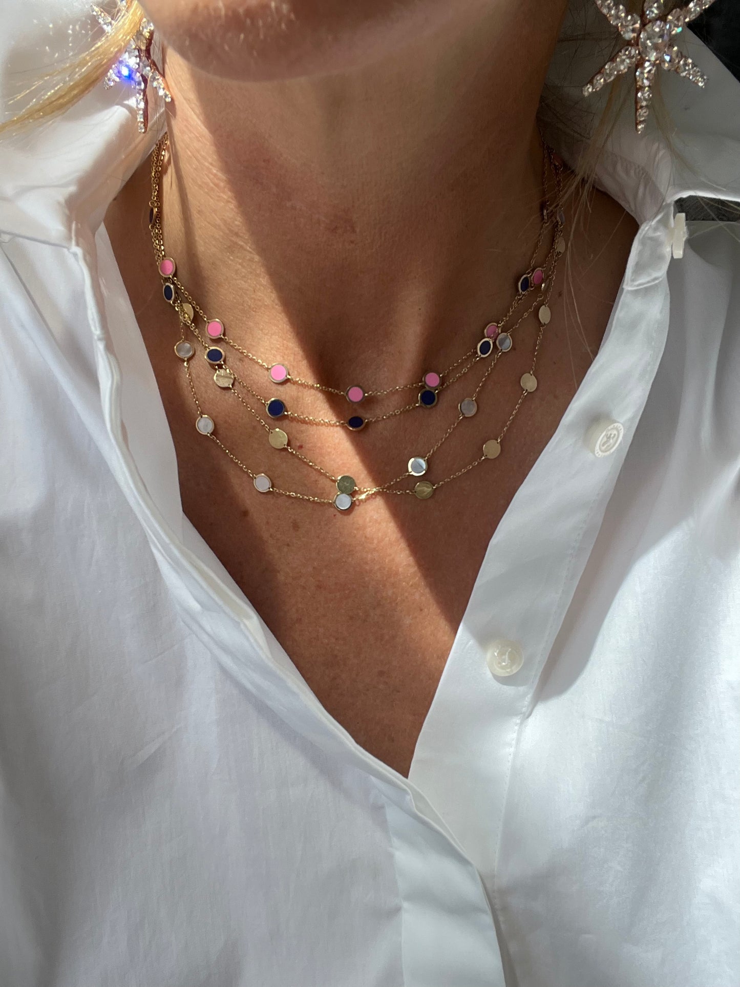 Erin Wachs Circle Enamel Gold Necklace