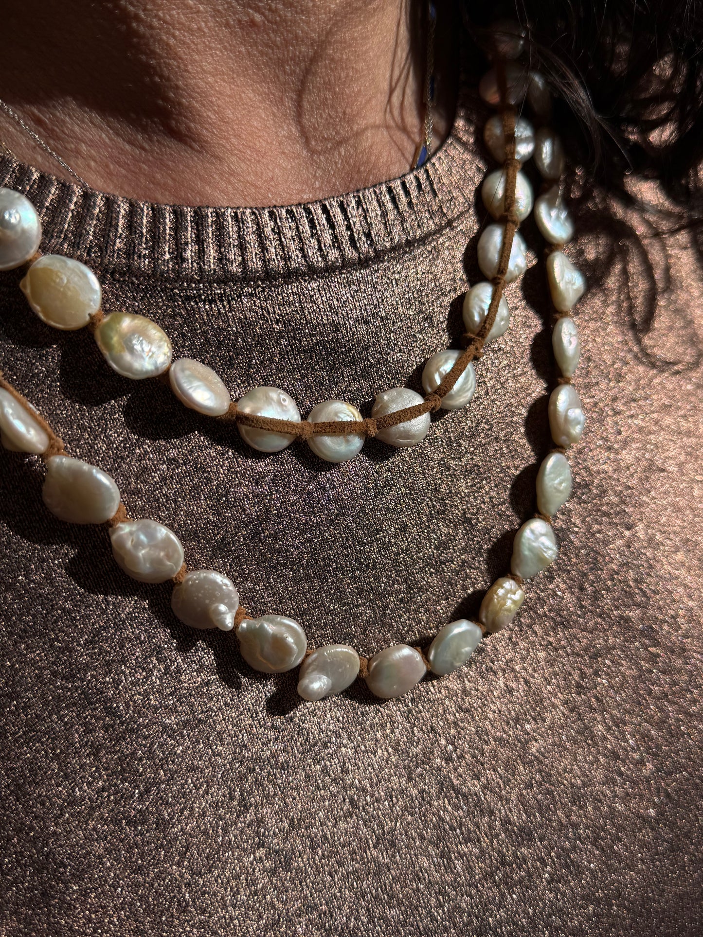 Tess XL Flat White Pearls