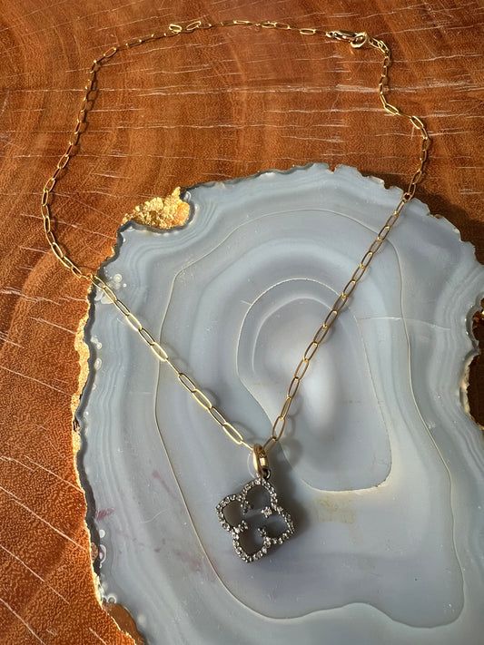 Ruby & Violet Pave Clover Necklace