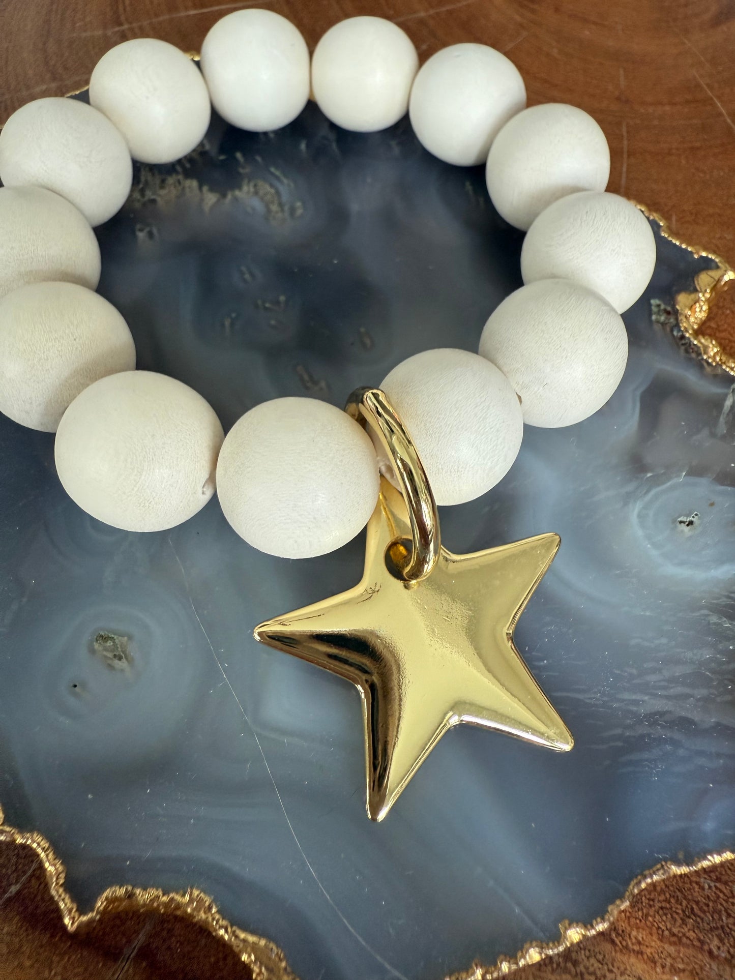 Lauren Amble White Wood Star Bracelet