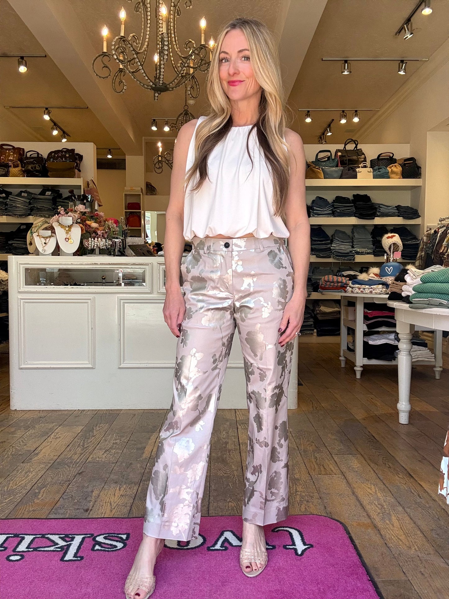 Cattina Metallic Floral Pants