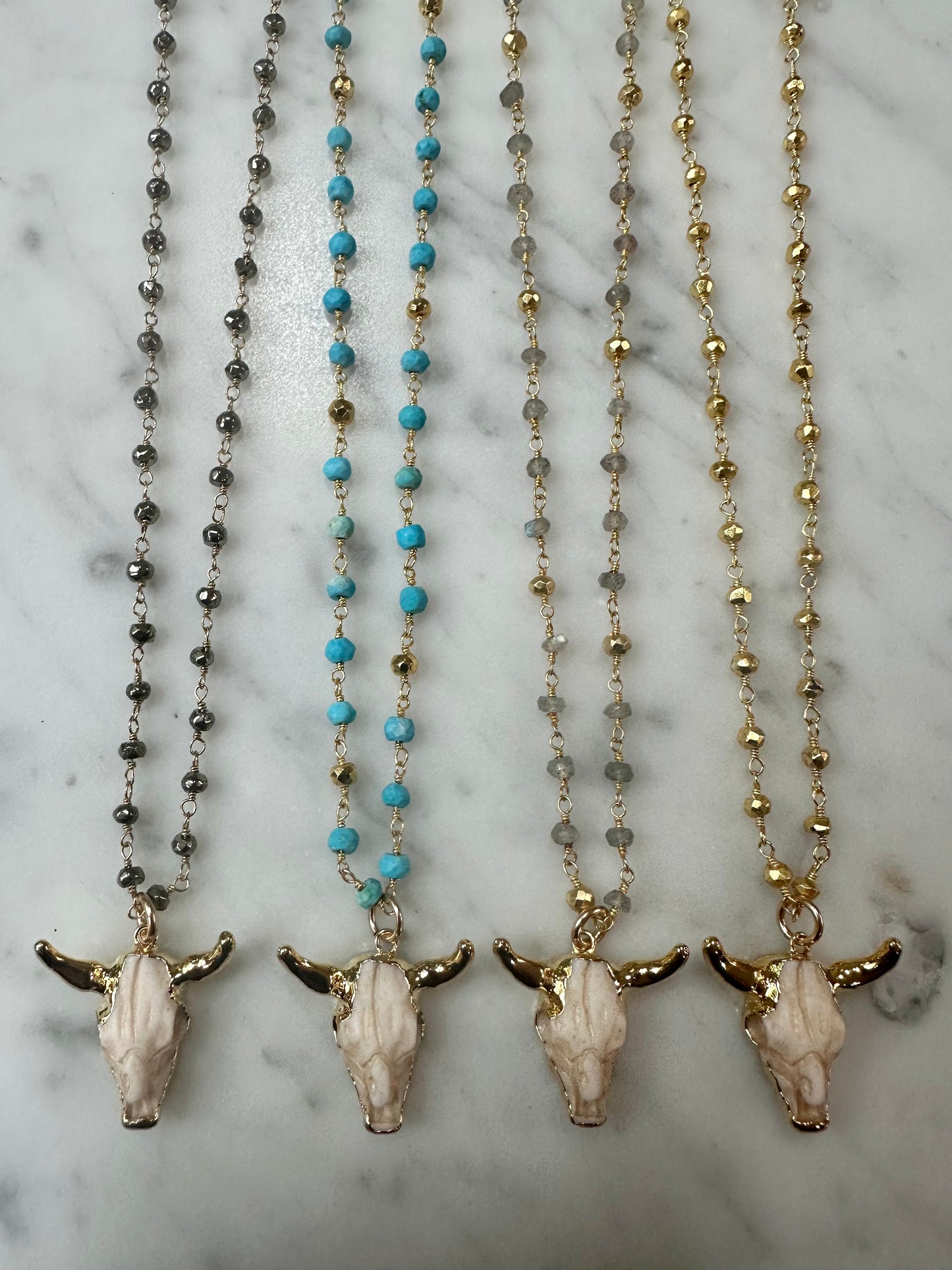 Ruby & Violet Steer Skull Necklace