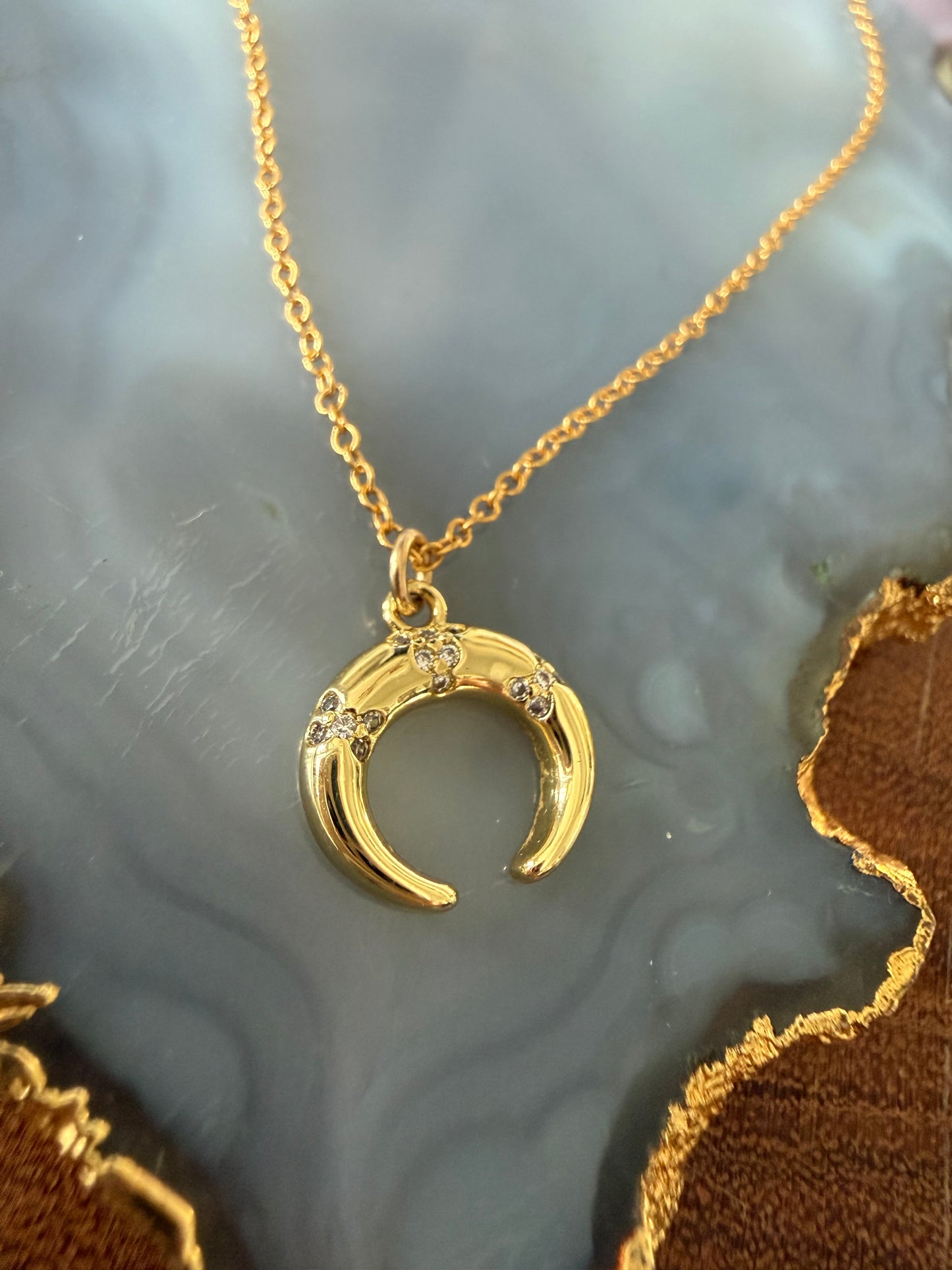 Ruby & Violet Crescent Necklace
