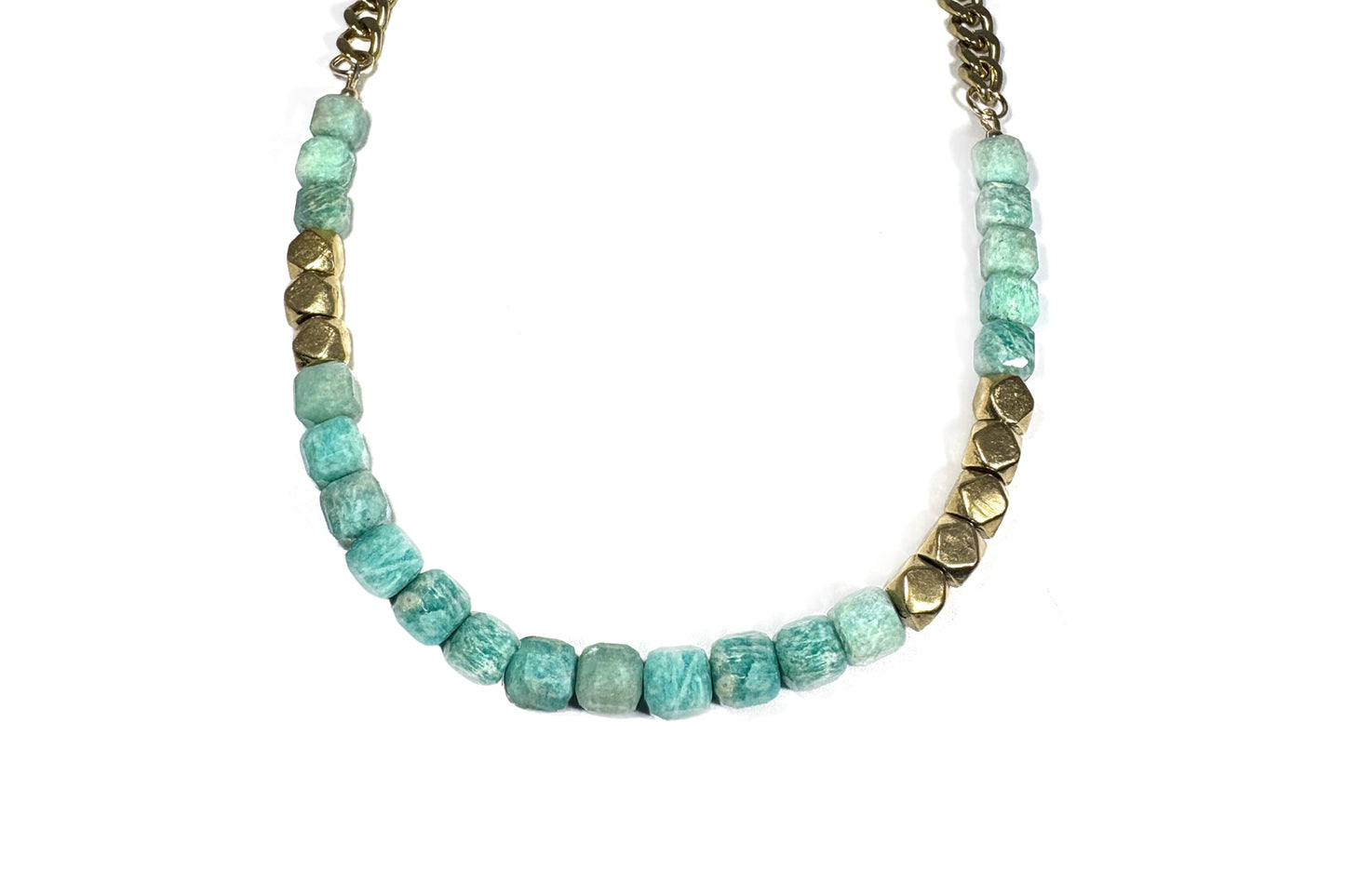 Rachel Nathan Amazonite Cubes & Diamond Cut necklace