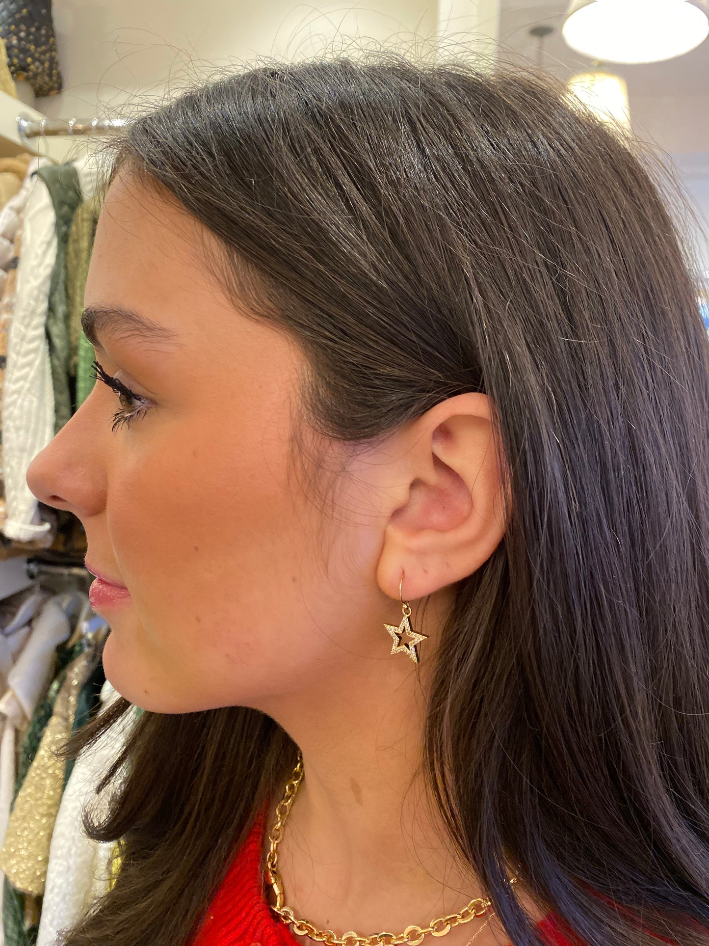 Ruby & Violet Small Dangle Open Star Earrings