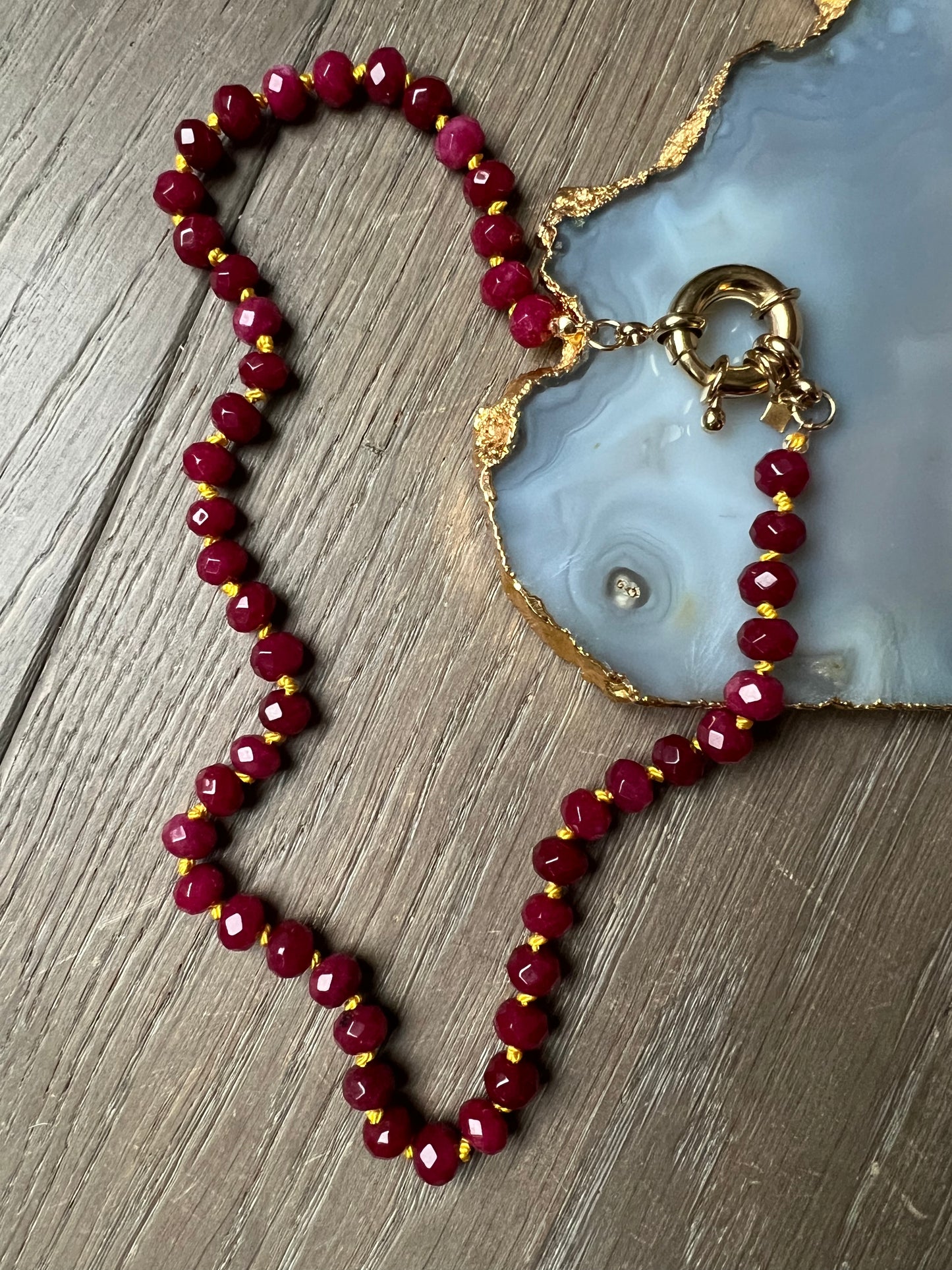 Cristina V Maroon Yellow Lifesaver Clasp Necklace