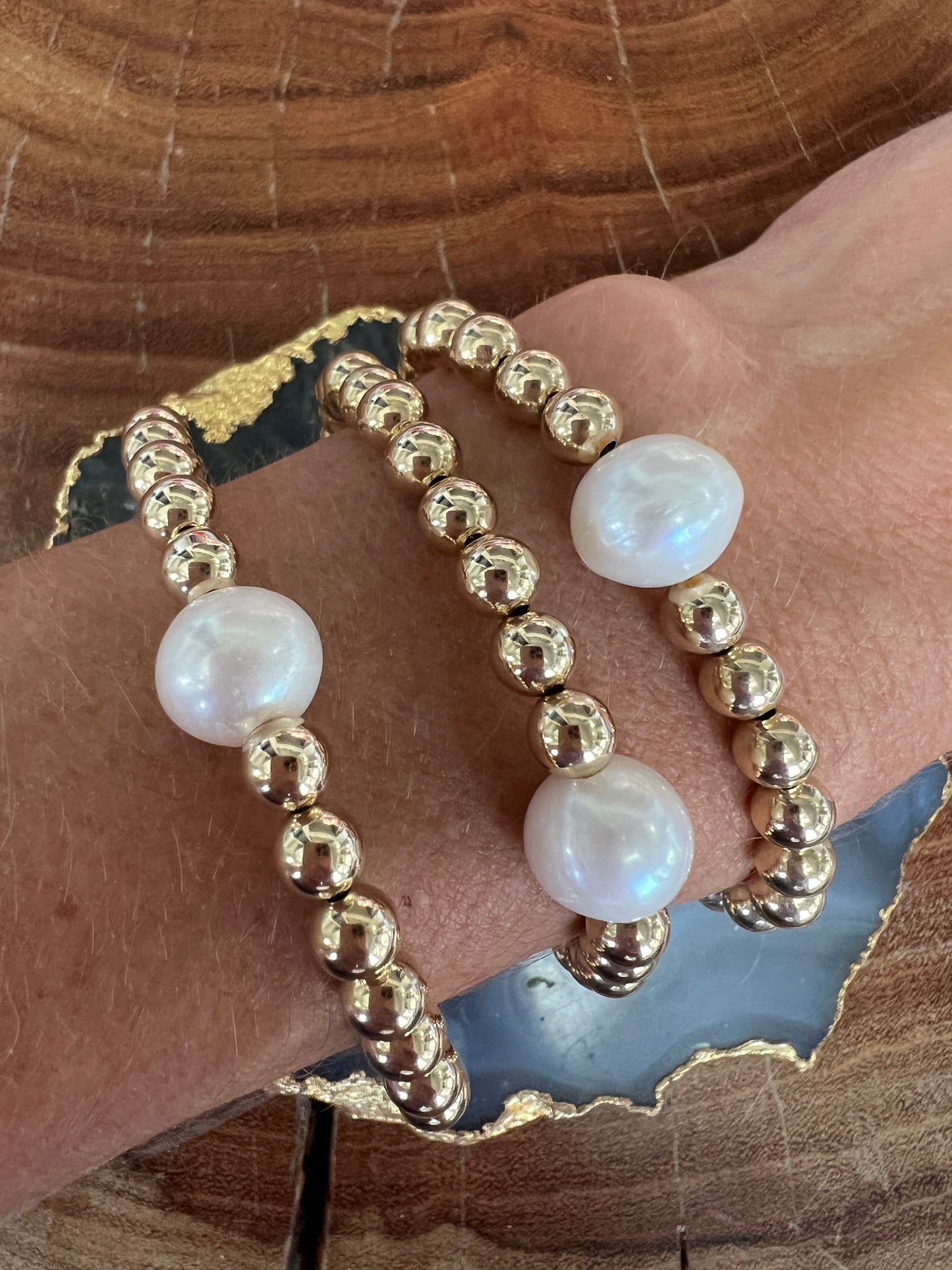 Cristina V 6mm Gold Ball Pearl Bracelets