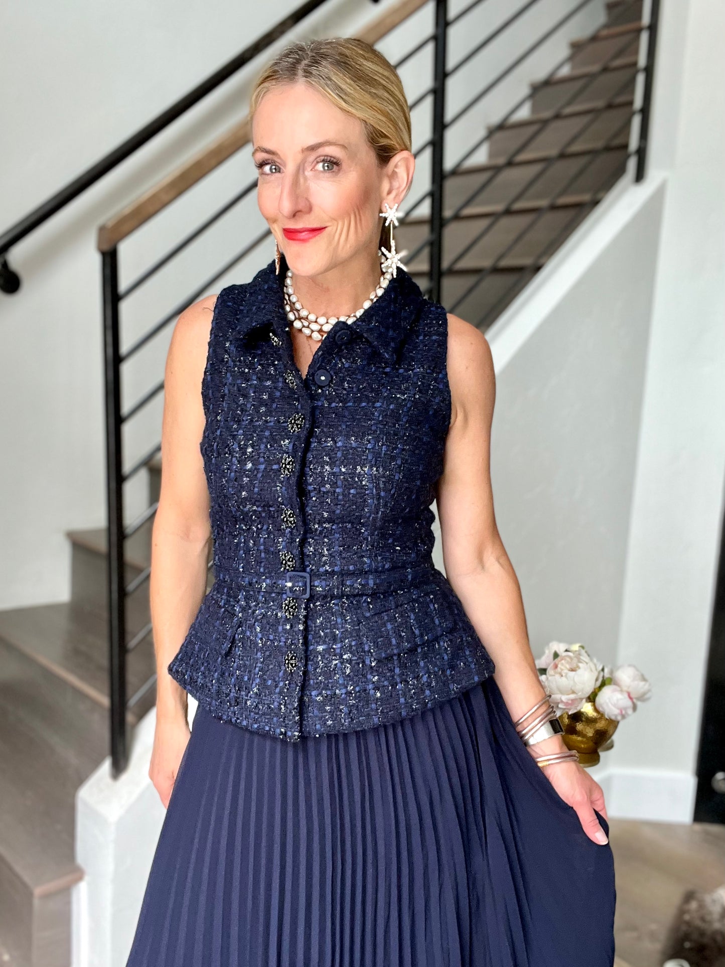 self-portrait Metallic Midi Dress