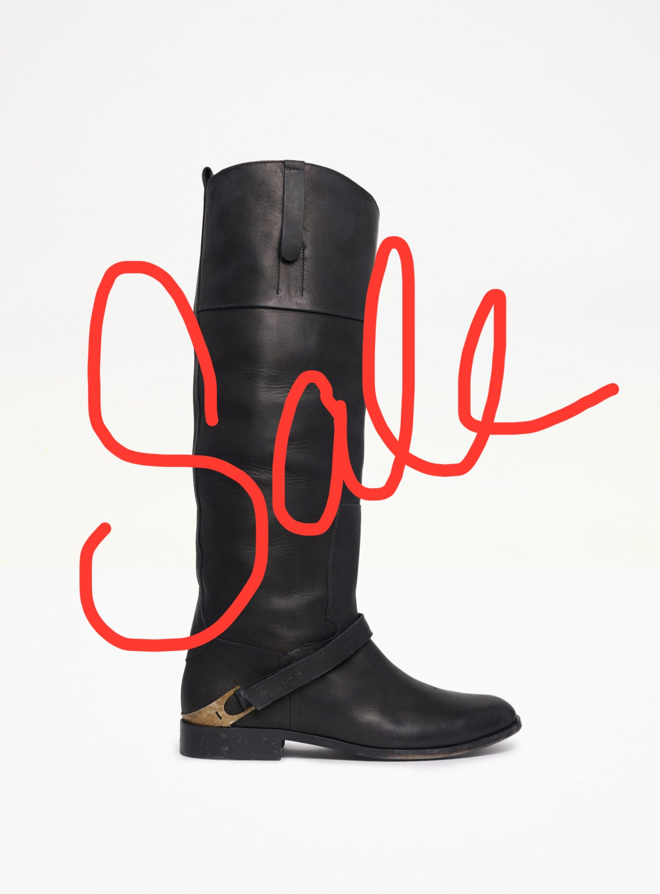 Golden Goose Charlie Black Leather Riding Boot
