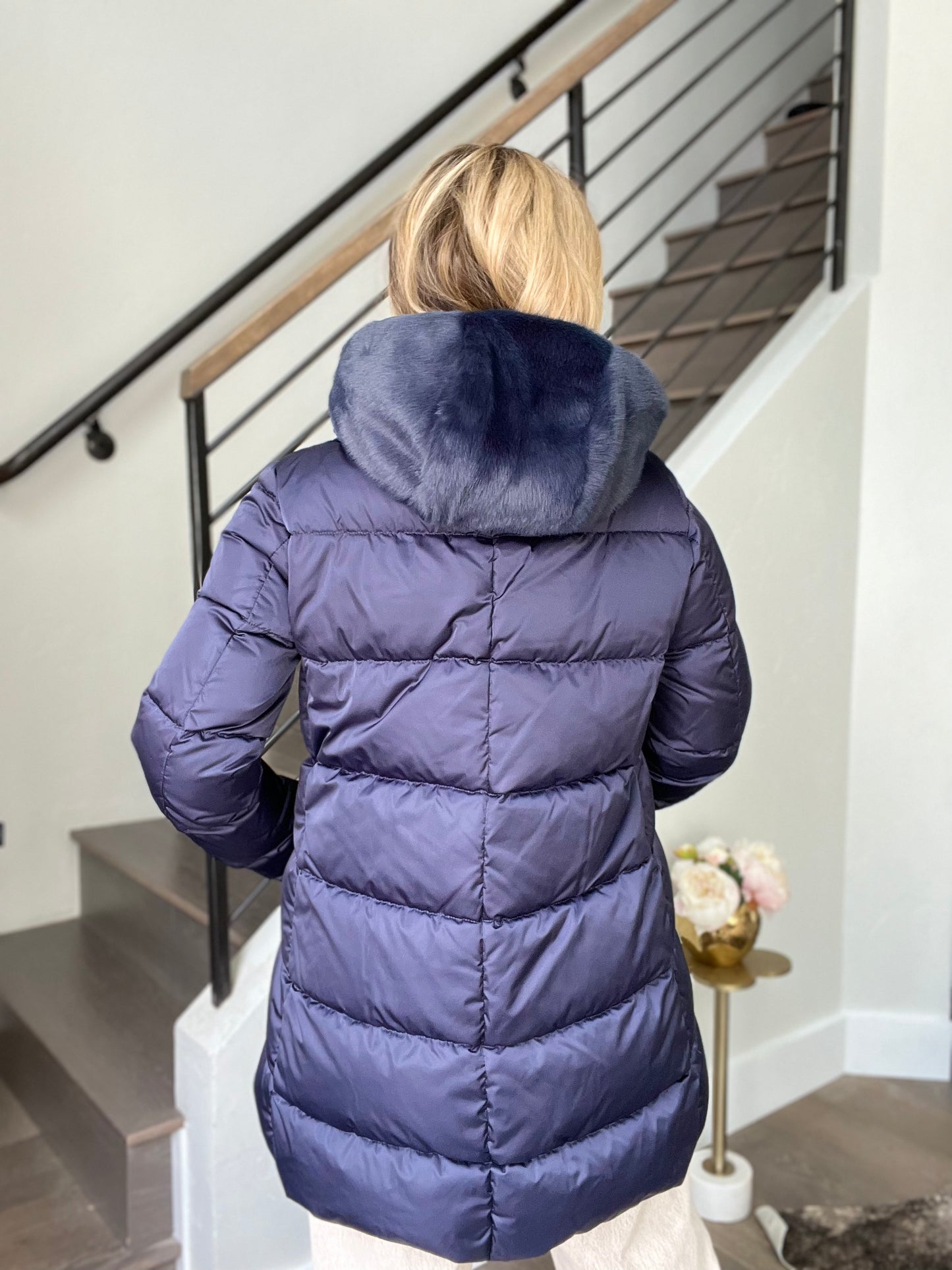 Herno Sateen A-line Fuzzy Dickey Coat
