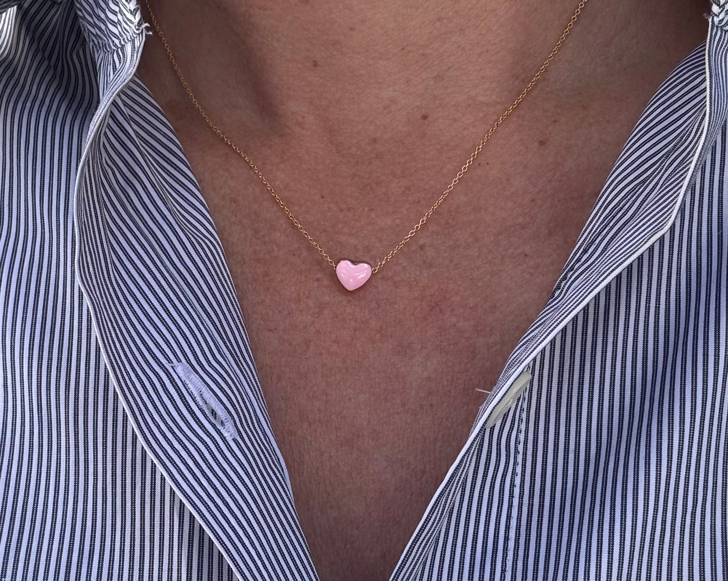 Ruby & Violet Pink Enamel Heart Necklace