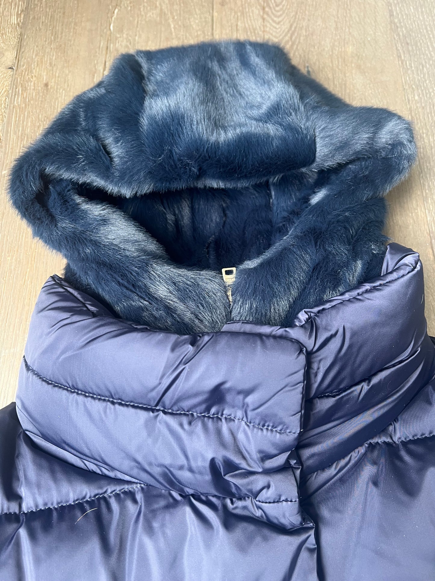 Herno Sateen A-line Fuzzy Dickey Coat