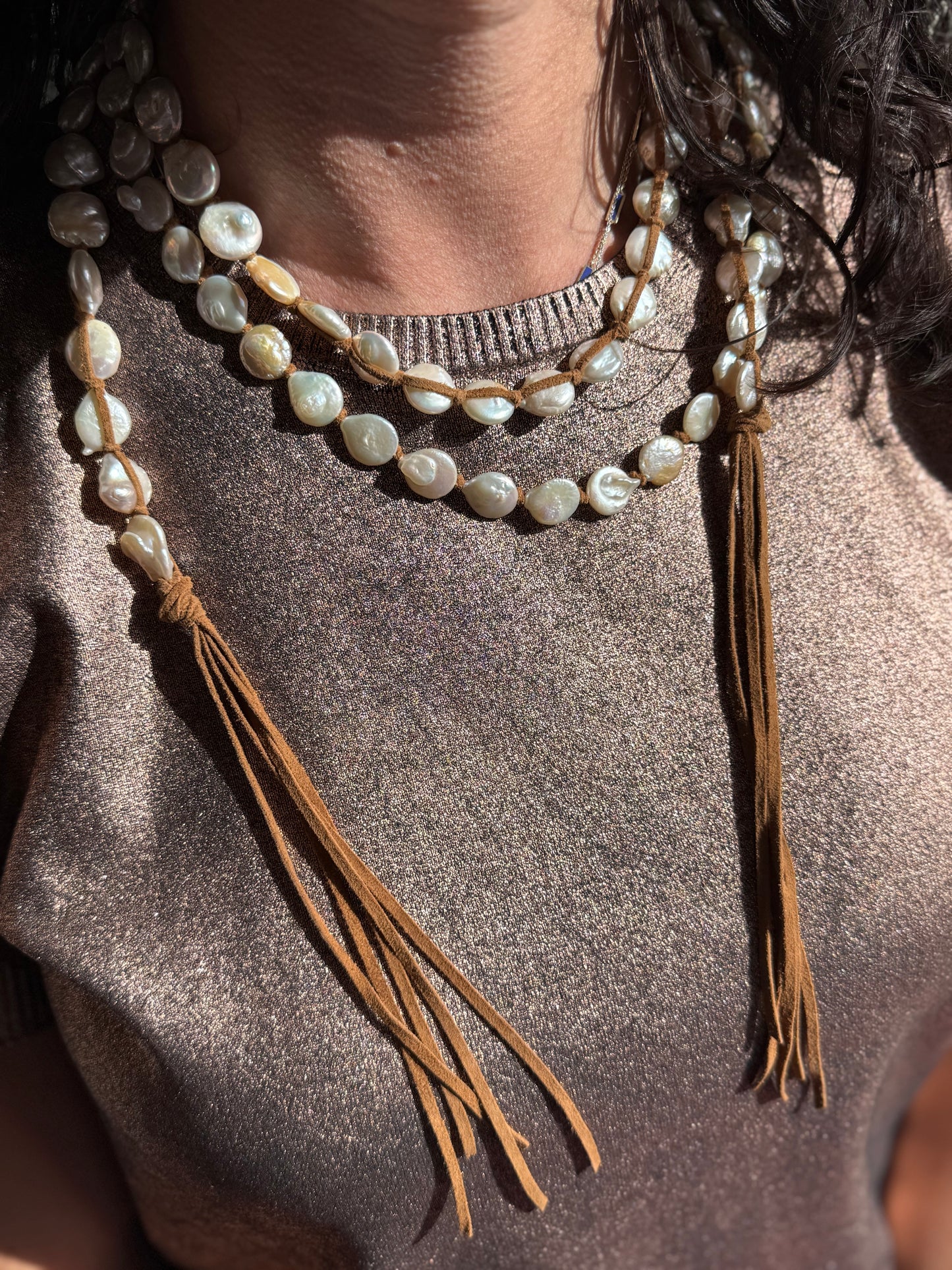 Tess XL Flat White Pearls