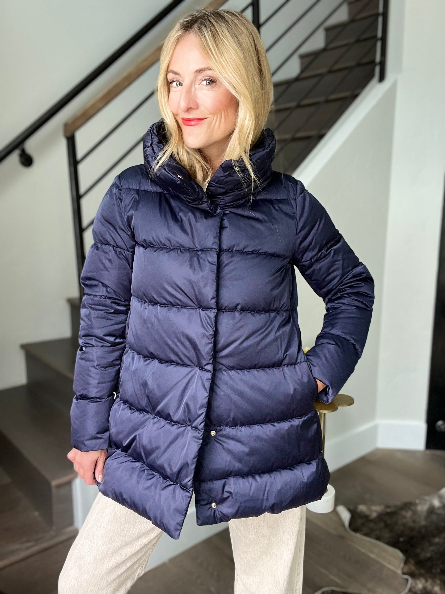 Herno Sateen A-line Fuzzy Dickey Coat