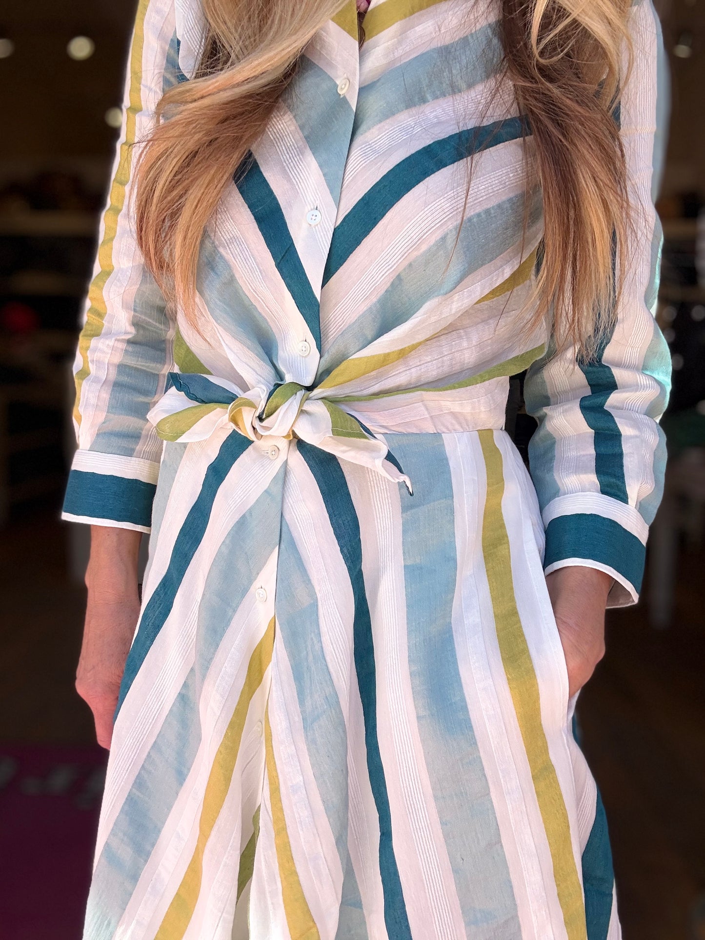 Sara Roka Striped Tie Dress