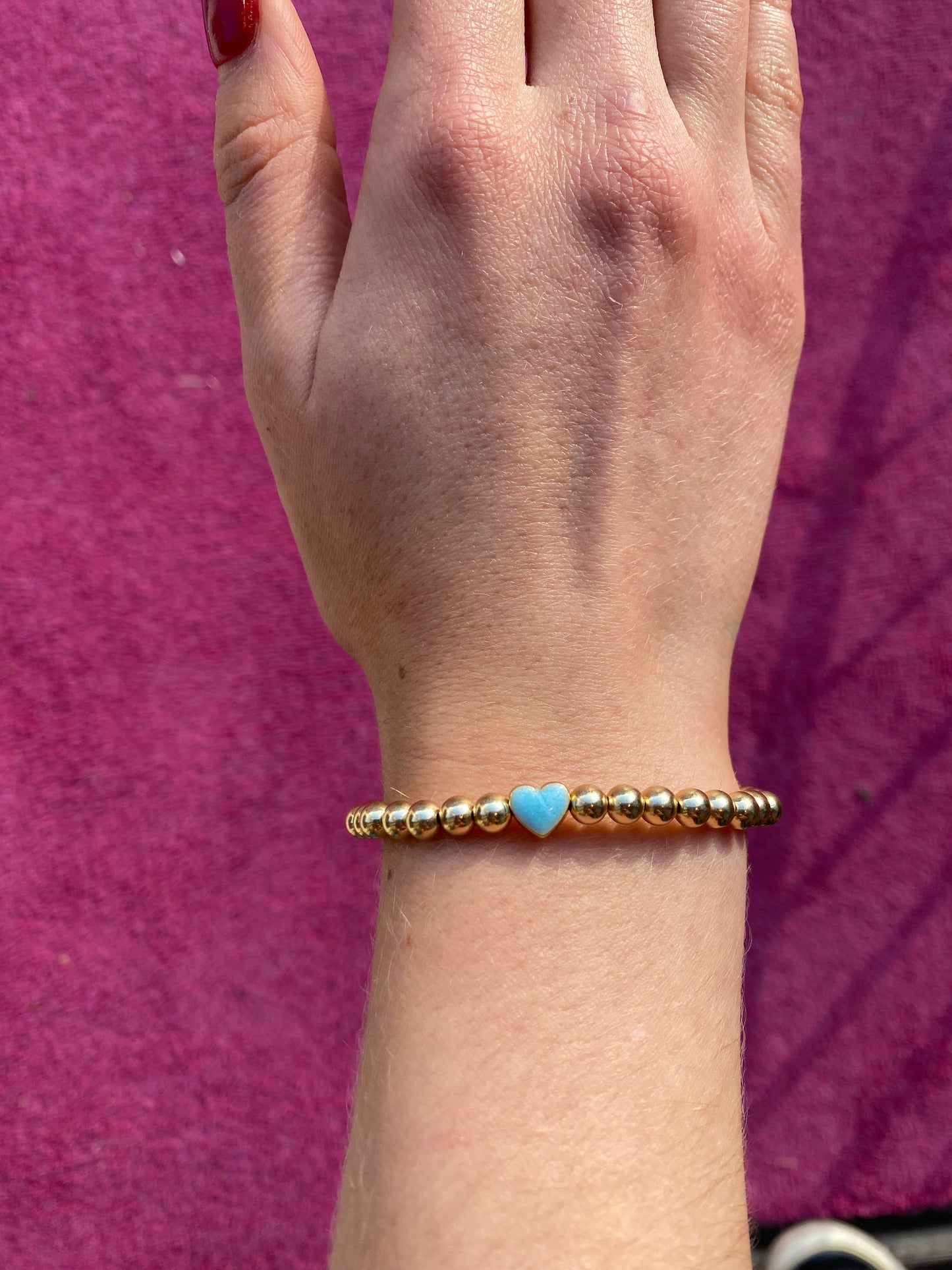 Ruby & Violet Gold Bead Heart Bracelet