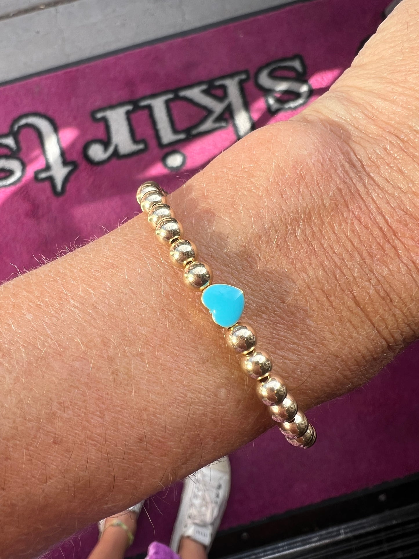 Ruby & Violet Gold Bead Heart Bracelet