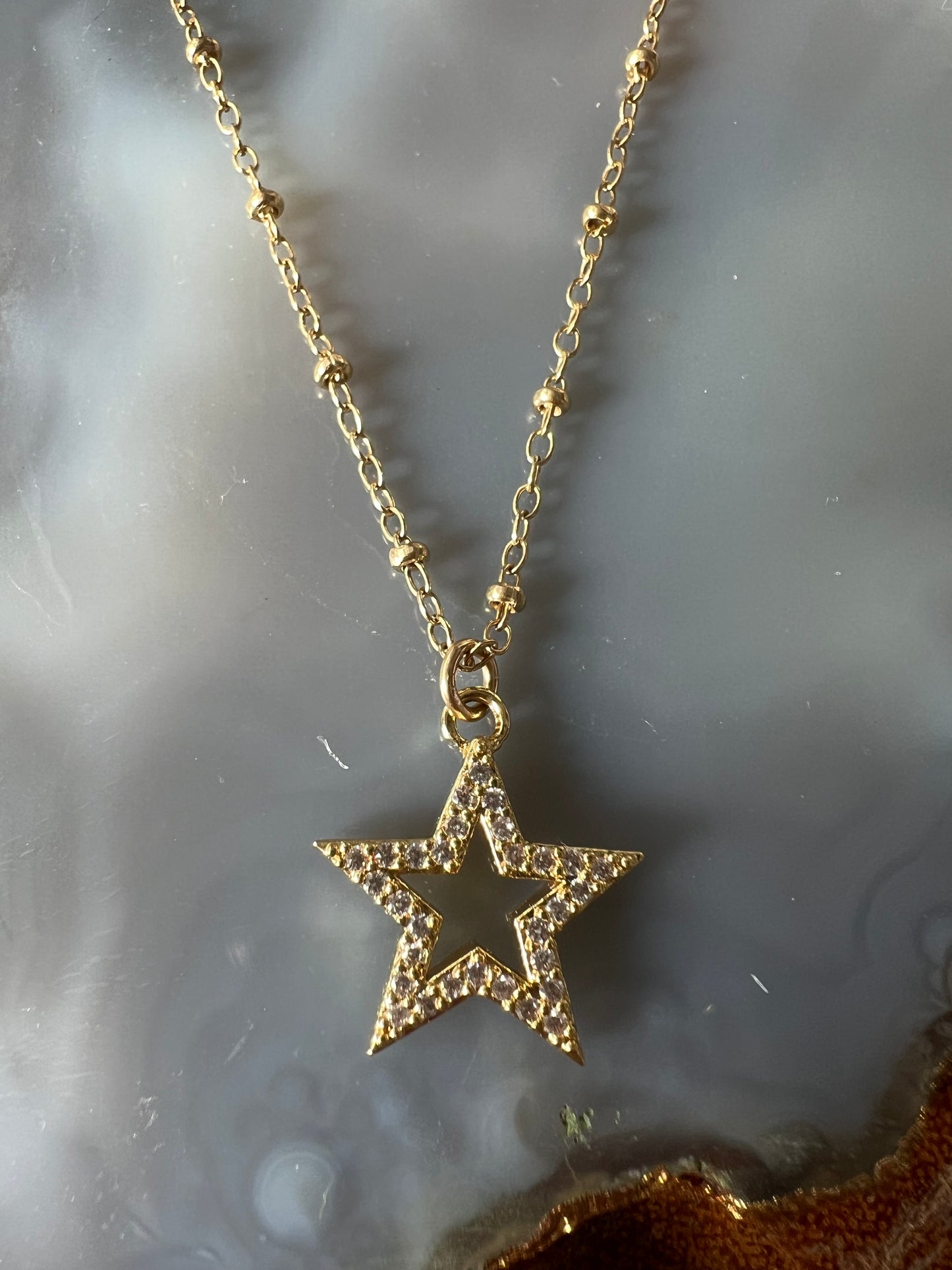 Ruby & Violet Pave Star Charm Necklace