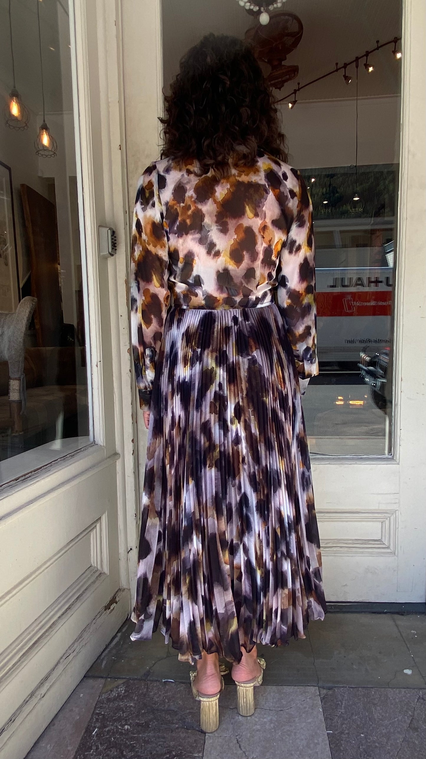 Sara Roka Pleated Midi Dress