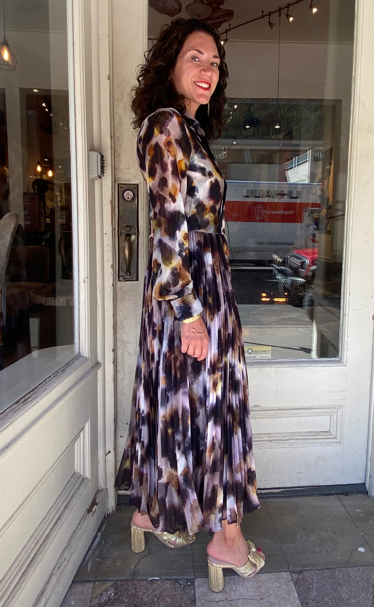 Sara Roka Pleated Midi Dress