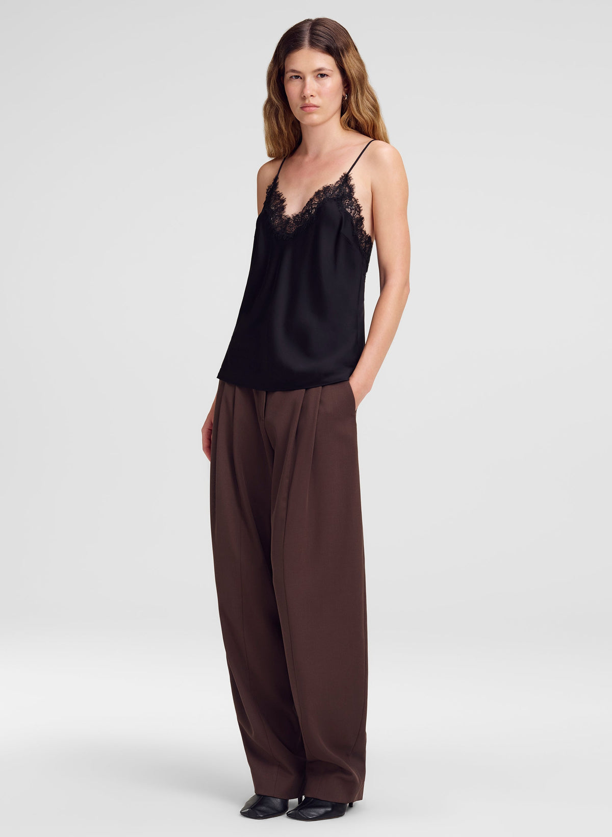 ALC Annabelle Top in Black, alternate view on model