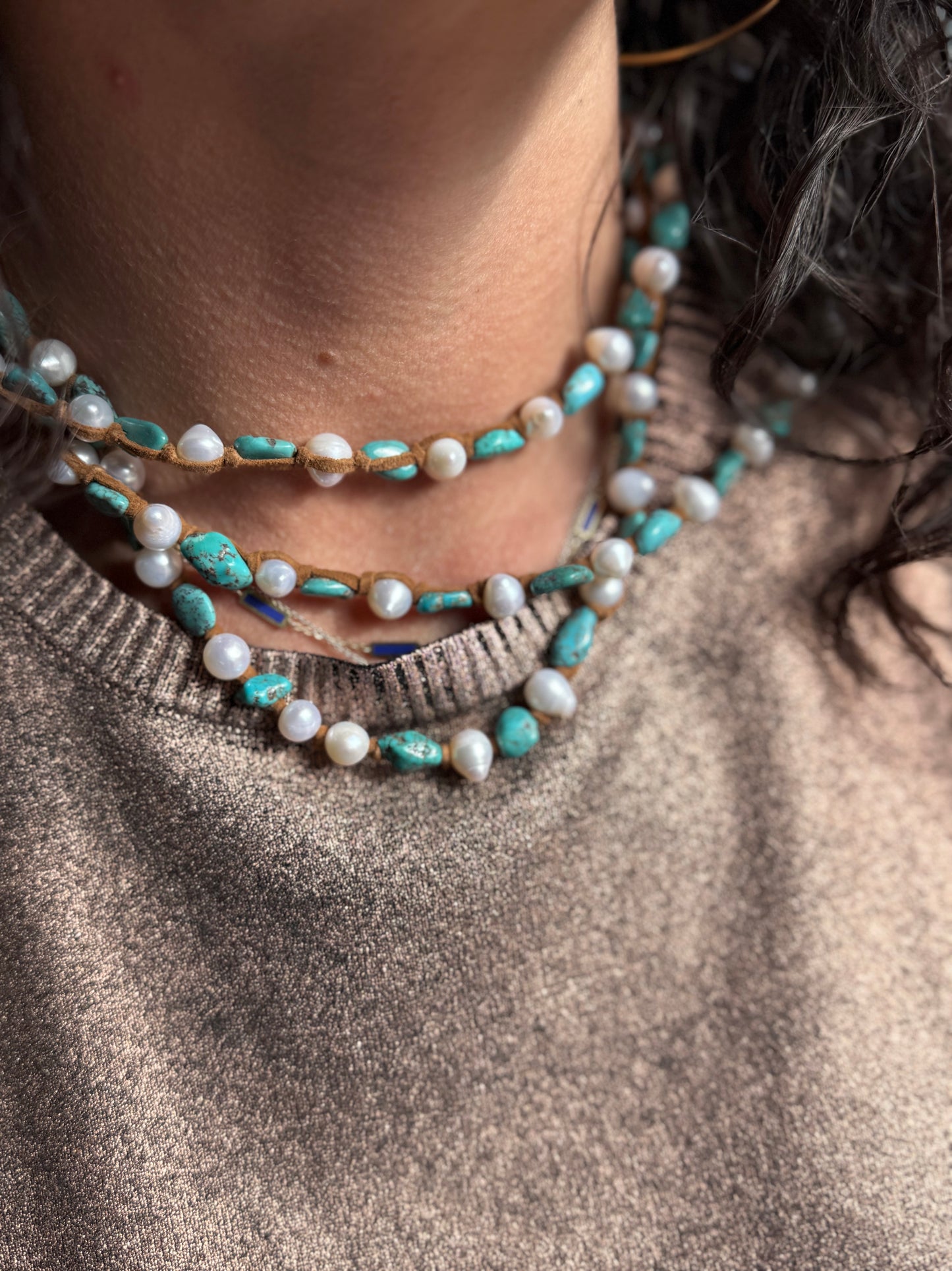 Tess Sm Turq Pearl Necklace