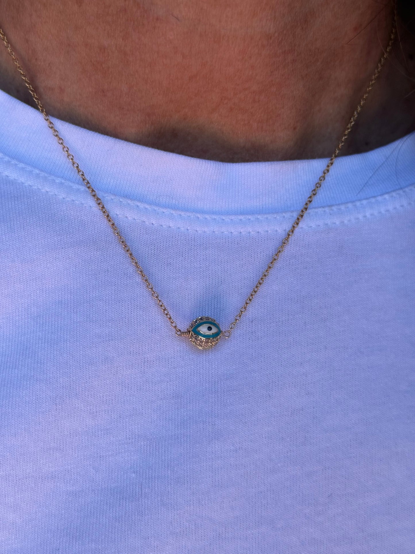 Ruby & Violet Pave Evil Eye Necklace
