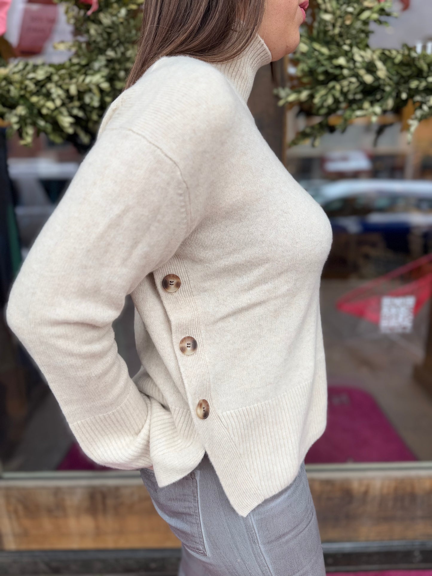 Naadam Side-button Turtleneck