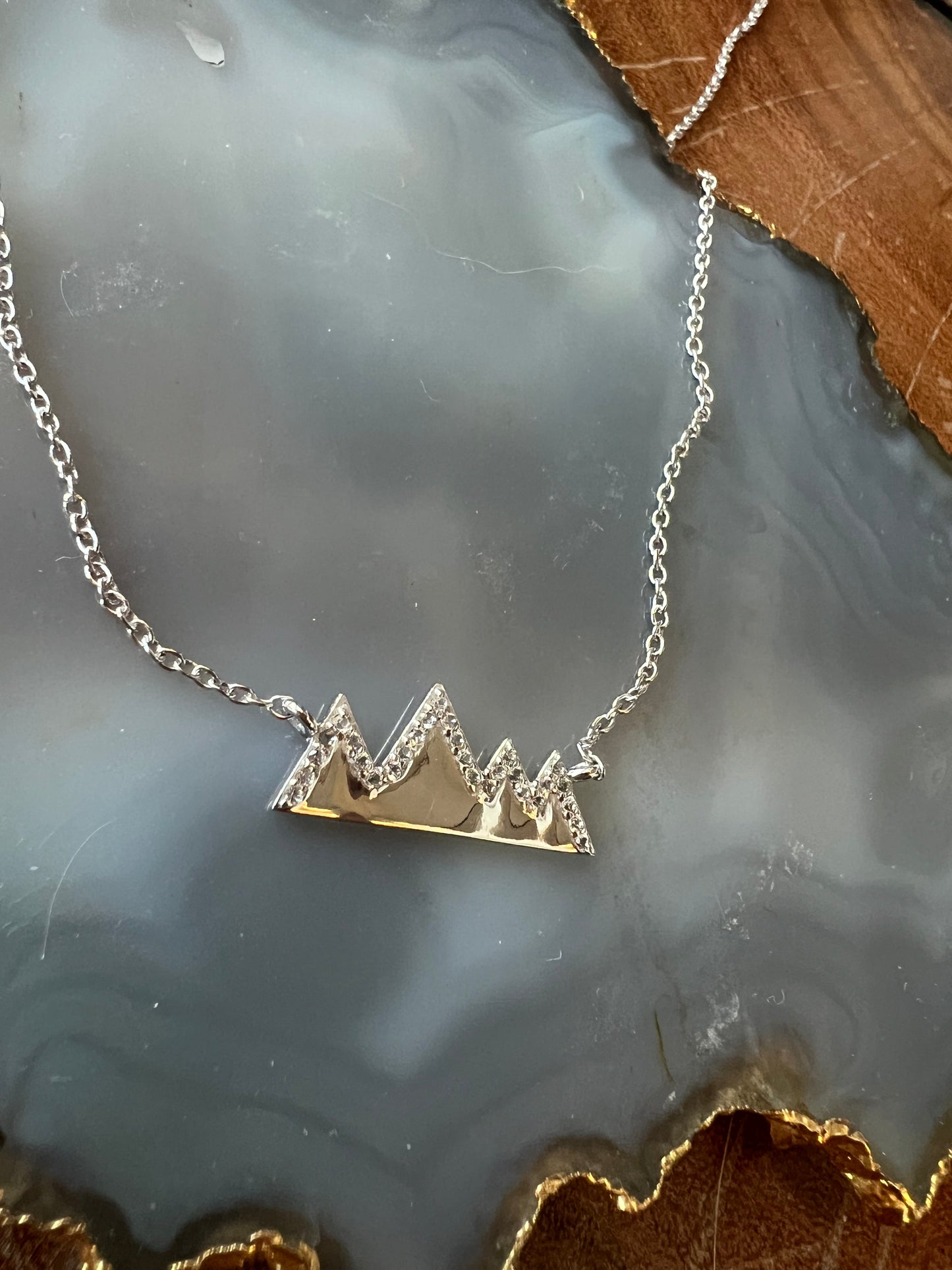 Ashley Schenkein Mountain Necklace With White Topaz